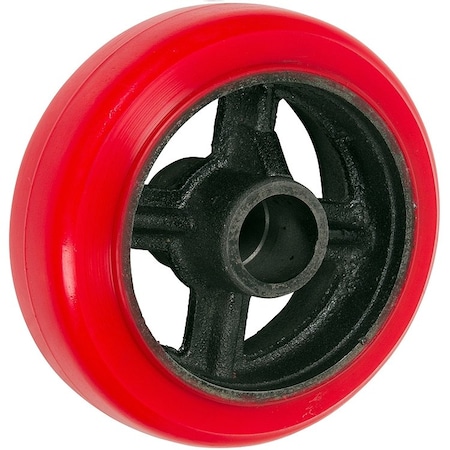 5x2 Crown Tread Red Polyurethane On Silver Cast Iron Core, 1,000